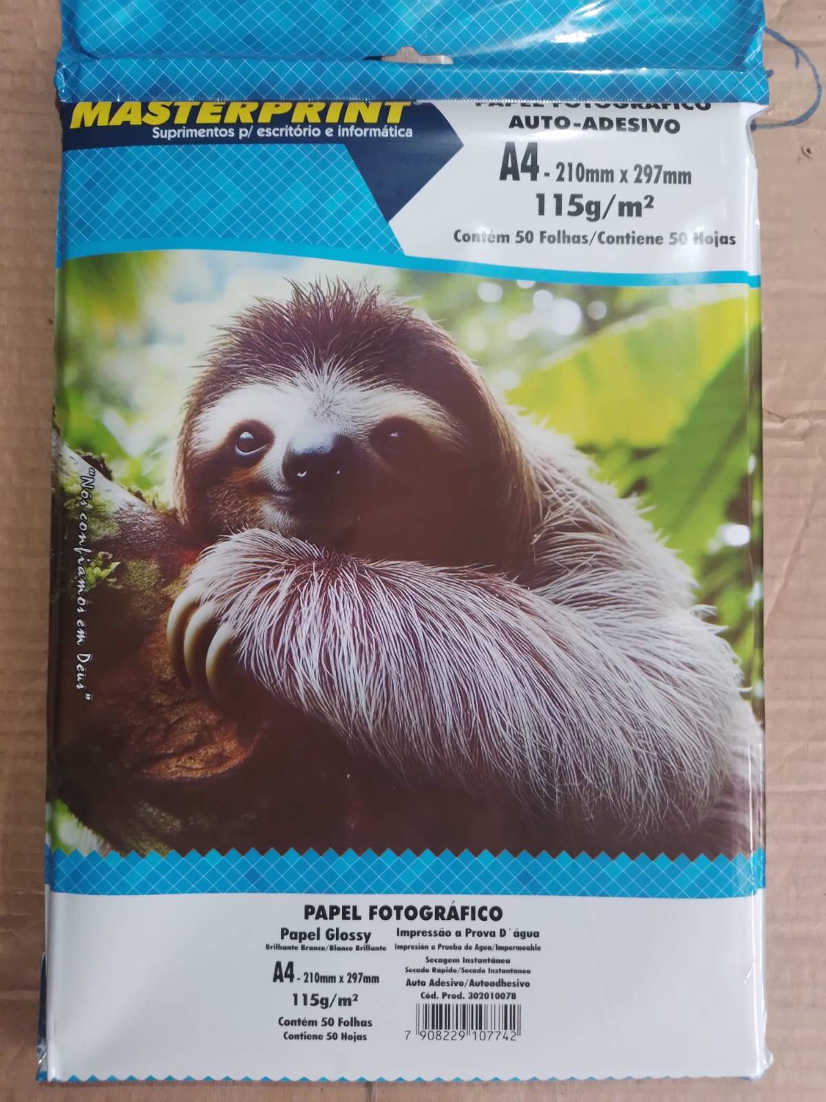 PAPEL FOTO GLOSSY AUTO ADESIVO 115G/M² A4 - 50 FLS