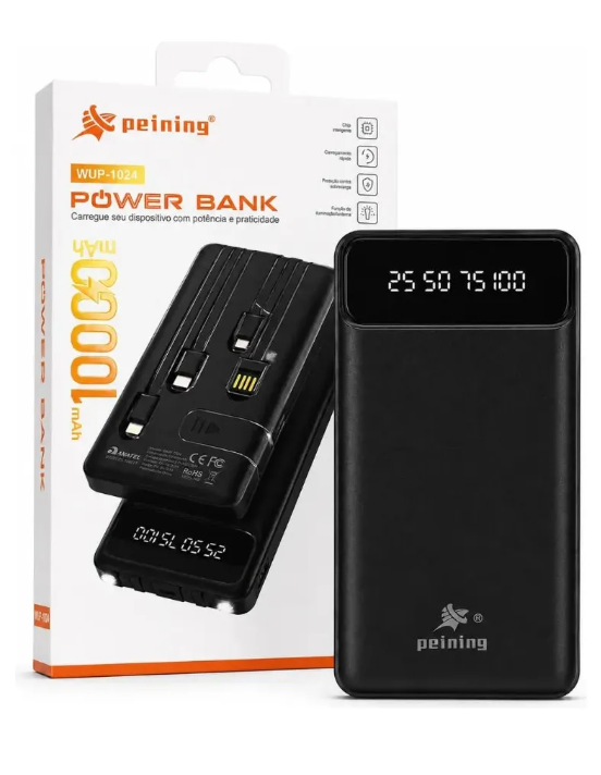 Carregador Portátil Peining 10000mah Para Celular Com Carga