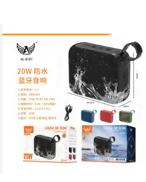 Caixa de som Bluetooth de 20W, à prova d'água