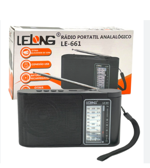Rádio Portátil Retro Bluetooth Am/fm Le-661 Lelong Novo