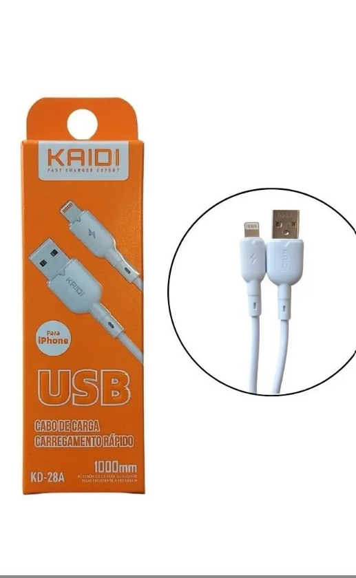 Cabo Lightning Iphone Kaidi Kd-28a 1m Carga Rápida 3a Usb