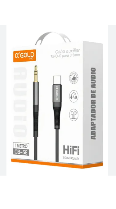 Cabo Auxiliar Usb-c Para P2 1M Cb-58 A'Gold Pro