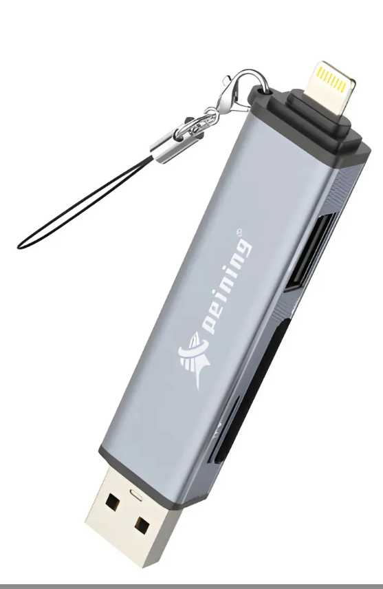 Leitor De Cartão Sd/tf 3 Em 1 Com Usb-a, Tipo iPhone E Entrada Usb Extra Pei-ct33
