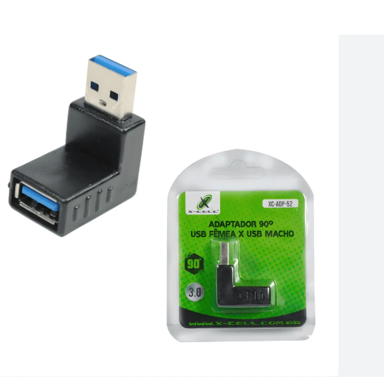 Adaptador USB 3.0 90° fêmea e macho XC-ADP-52 X-Cell