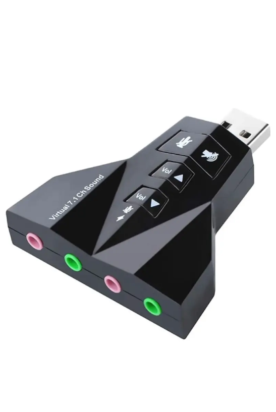 Adaptador USB 7.1 adaptador de áudio para laptop PC preto Nova Voo