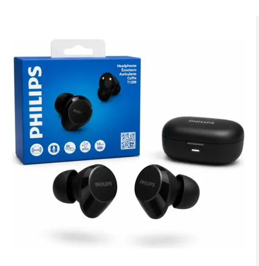 Fone De Ouvido Bluetooth Philips Tws Tat1215bk/97 Microfone Cor Preto