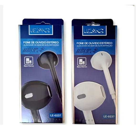 Fone De Ouvido Microfone Lelong Le-0237 Cor Preto/branco