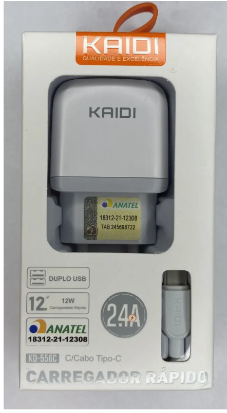 Carregador Type-C 2.4A 2 USB Kaidi - KD-556C