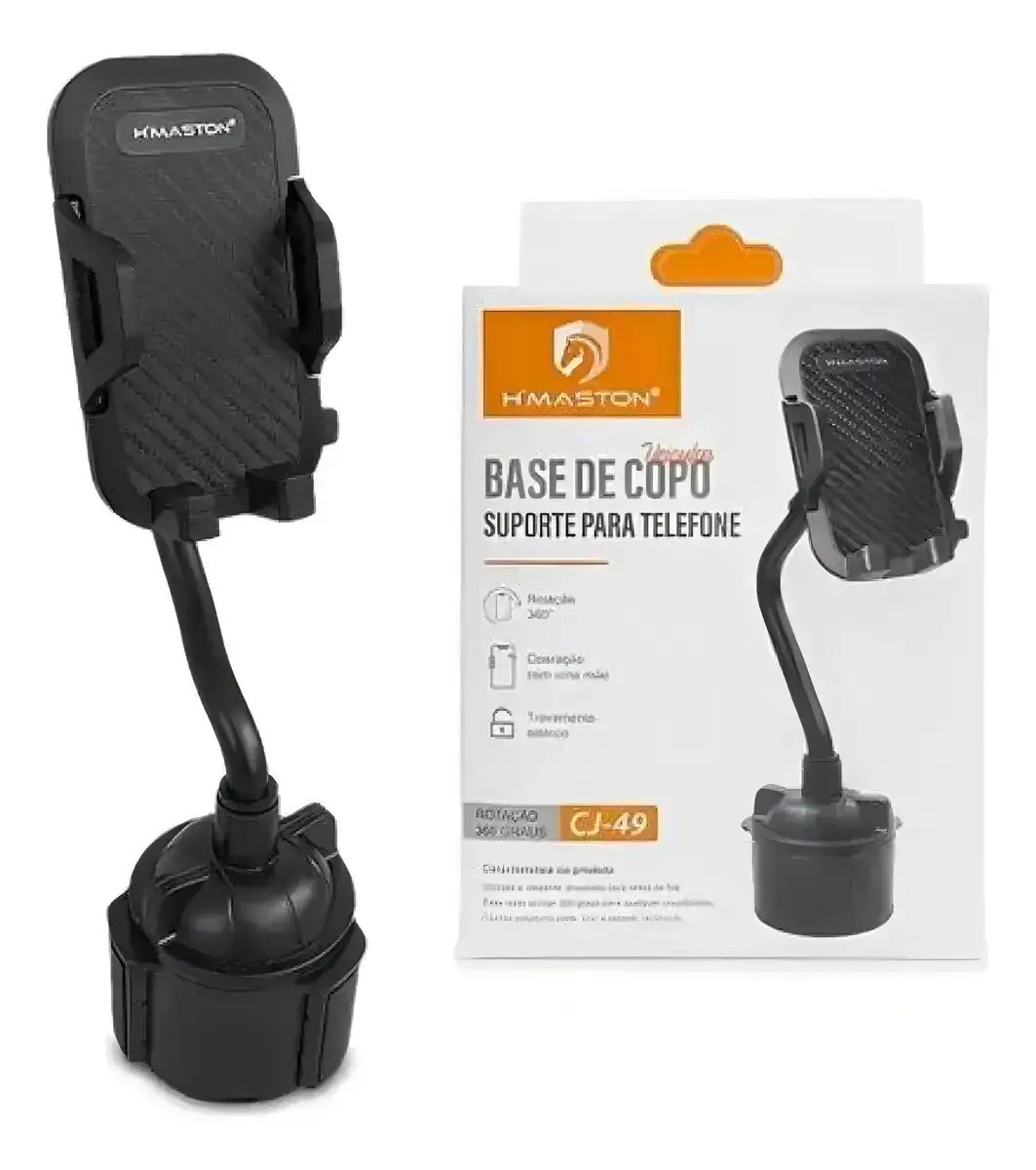 Suporte Para Celular Gps Porta Copo Anti Furto E Roubo . Cor Preto