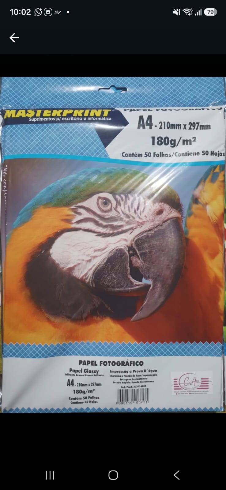 PAPEL FOTO GLOSSY 180G/M² A4