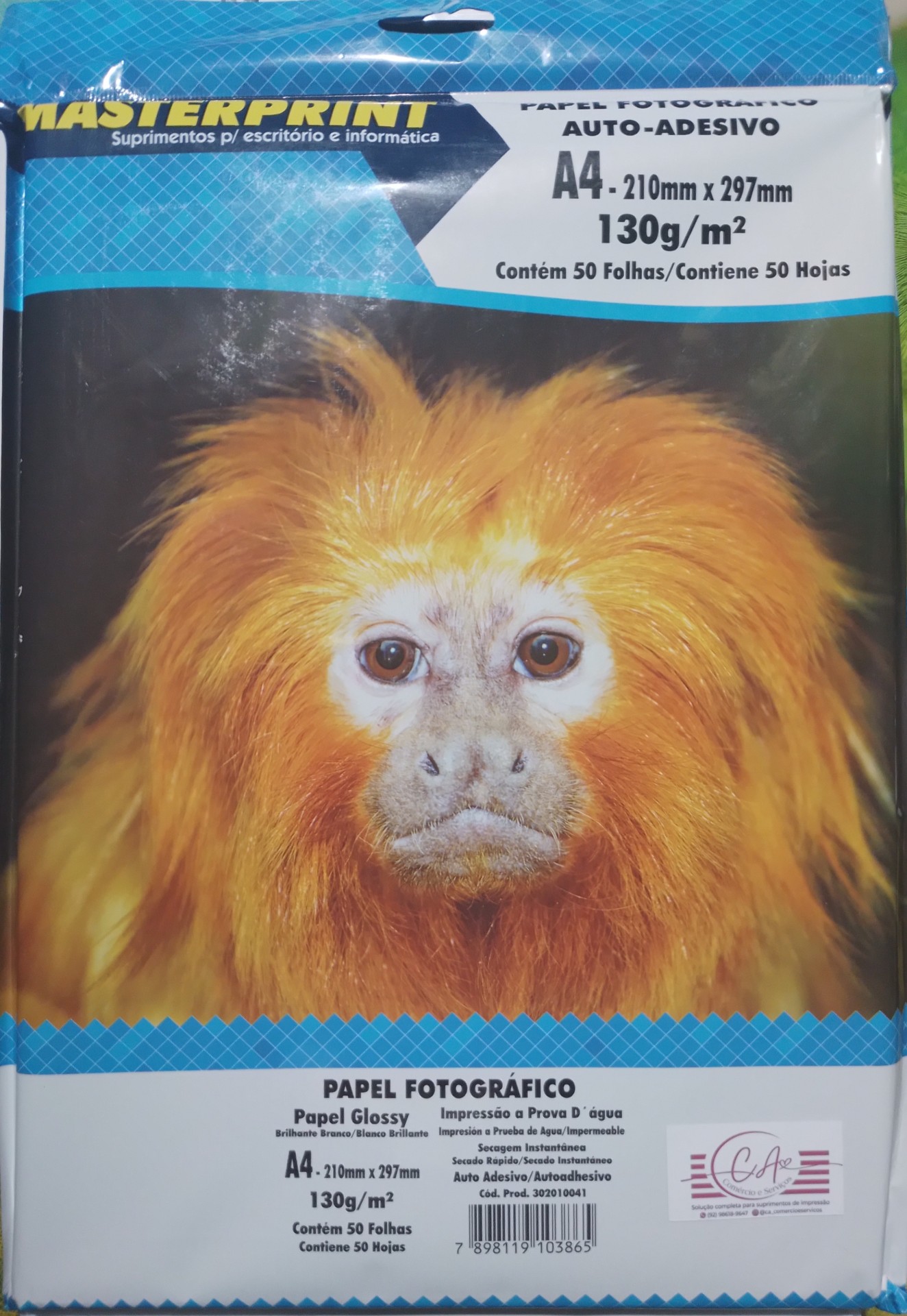 PAPEL FOTO GLOSSY AUTO ADESIVO 130G/M² A4 - 50 FLS