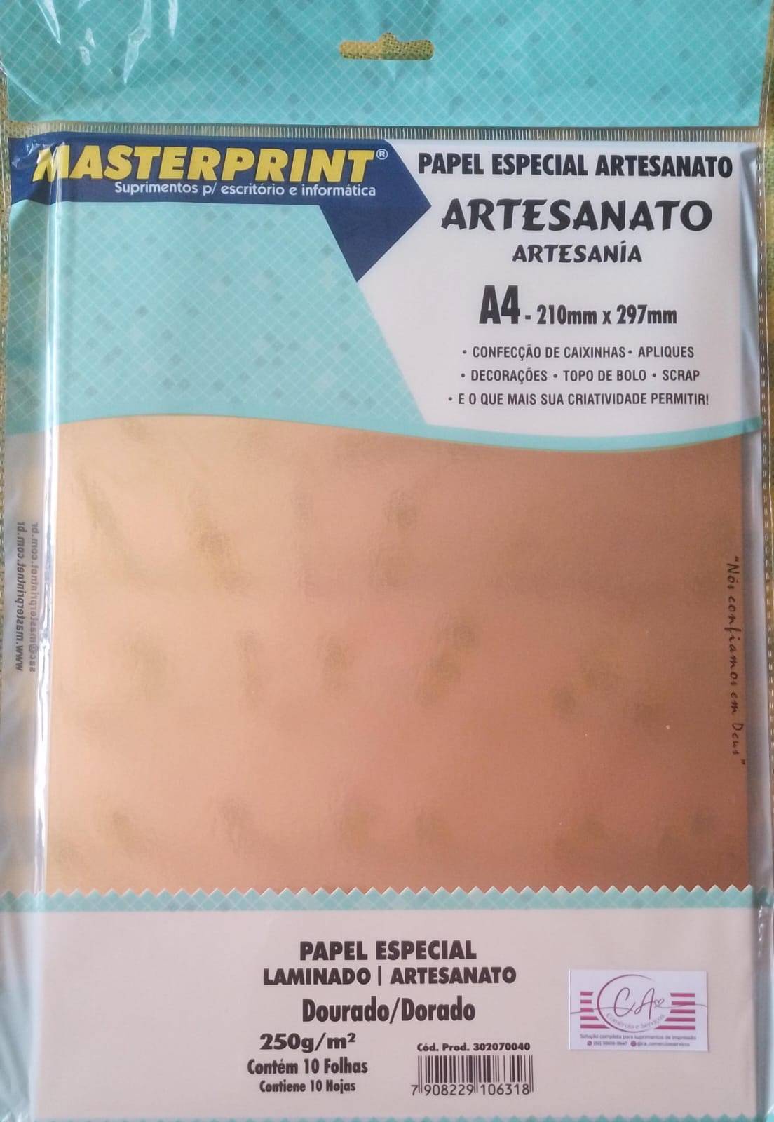 PAPEL DOURADO LAMINADO 250G/M² A4 - 10 FLS