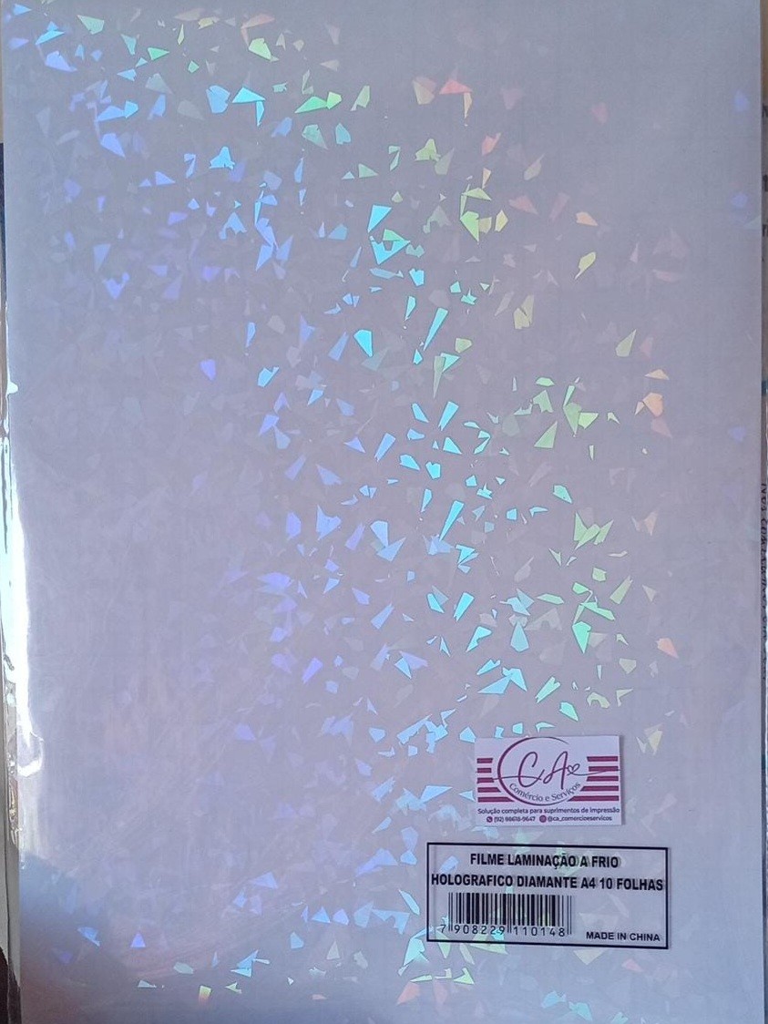 FILME LAMINACAO A FRIO HOLOGRAFICO DIAMANTE 160G/M² A4 10 FLS