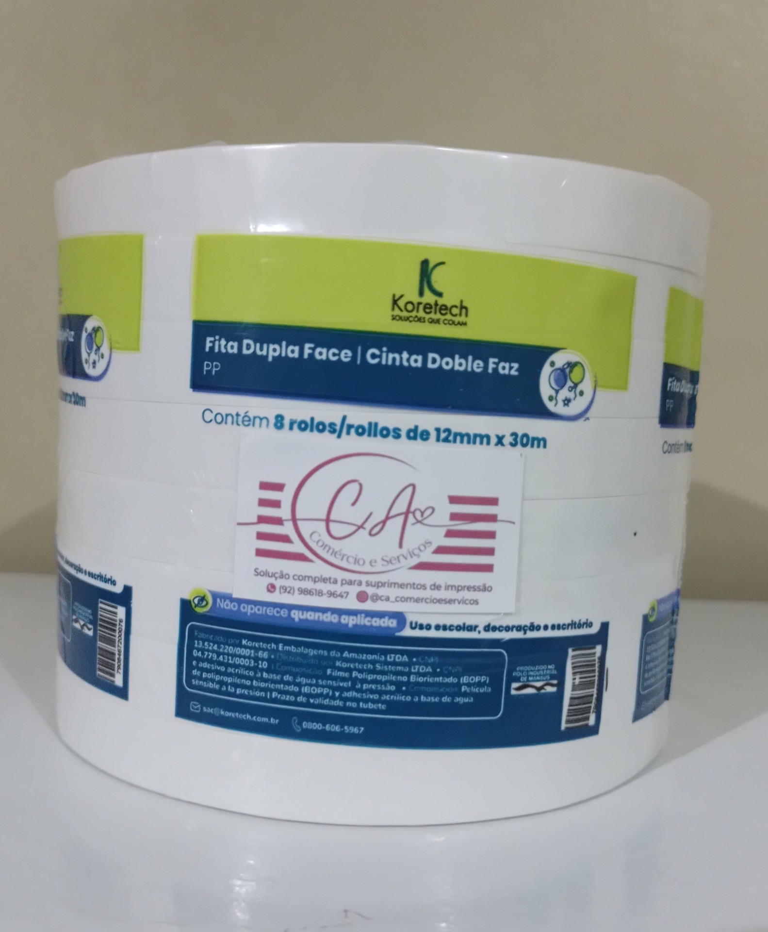 FITA DUPLA FACE KORETECK PP 12X30M