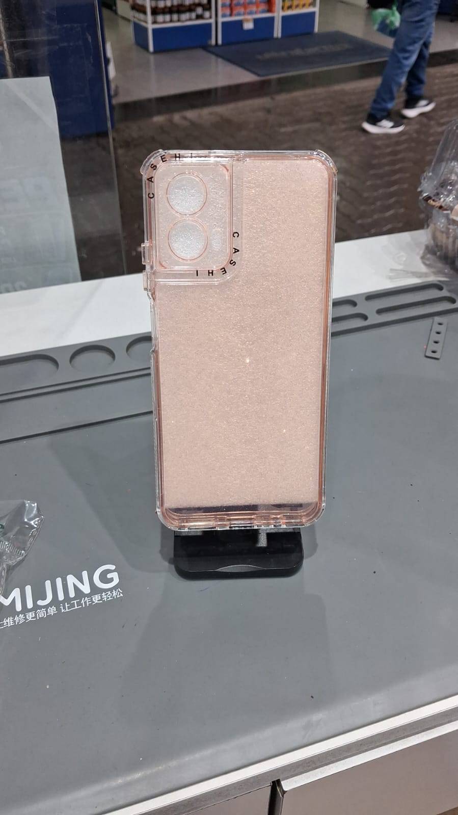 CAPA G34 ROSA TRANSPARENTE COM BRILHO
