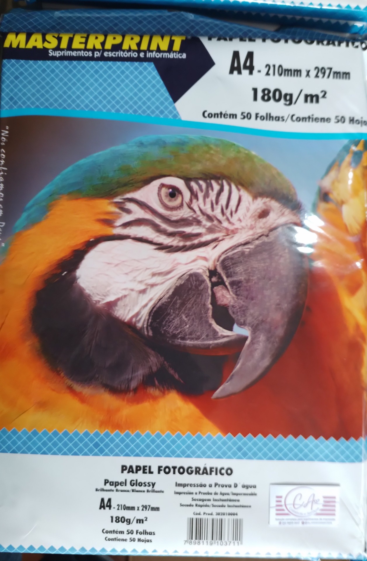 PAPEL FOTO GLOSSY 180G/M² A4 - 50 FLS