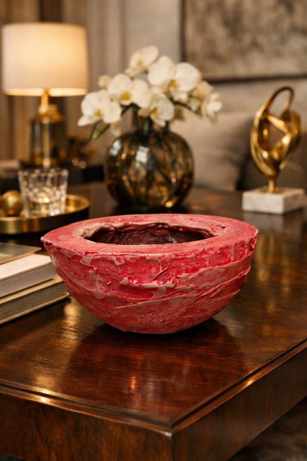 BOWLS DECORATIVO EM RELEVO DESIGN EXCLUSIVO E AUTORAL PINK DEGRADÊ 15,5X8,5