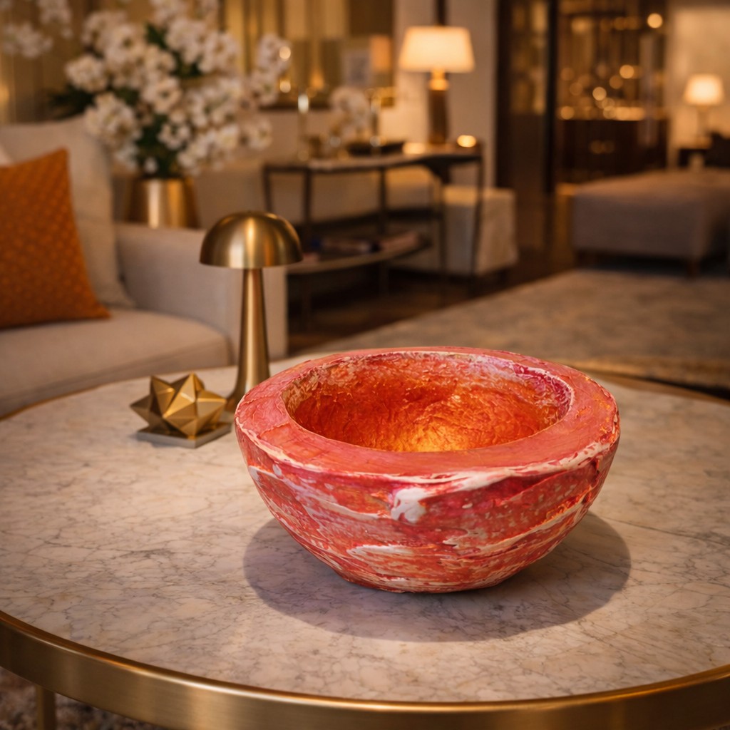 BOWLS DECORATIVO EM RELEVO DESIGN EXCLUSIVO E AUTORAL PINK DEGRADÊ AMARELO 15,5X8,5