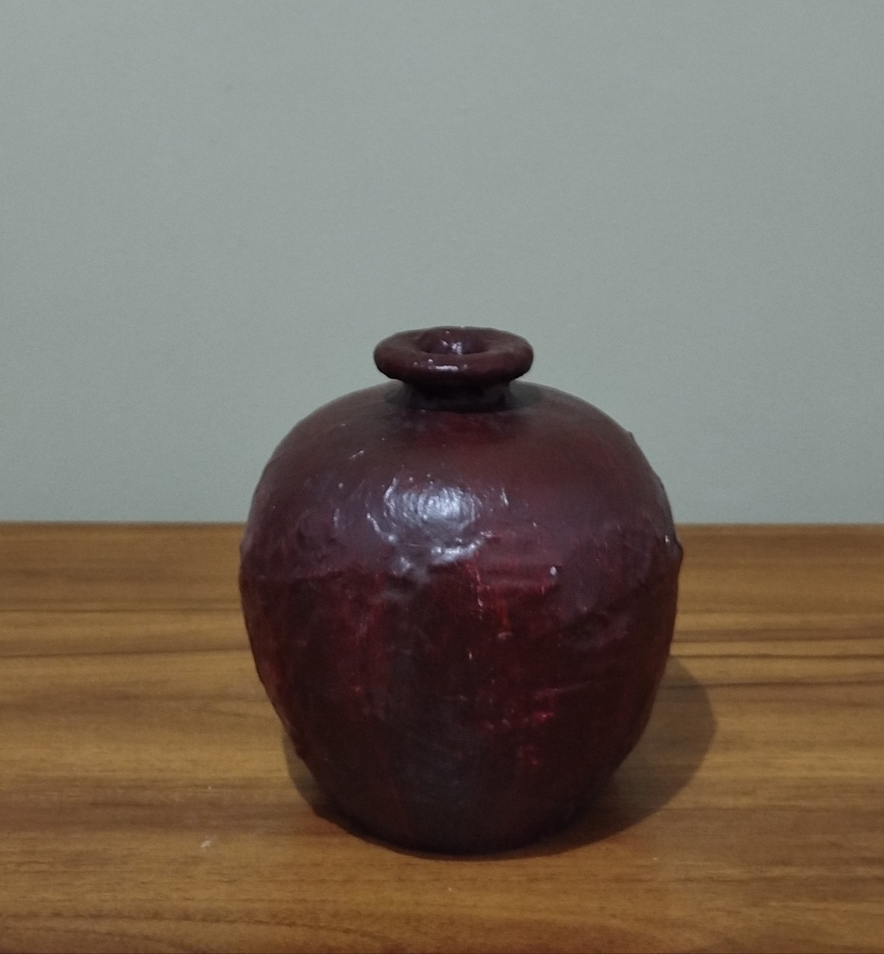 VASO CERÂMICA DECORADA BORDÔ